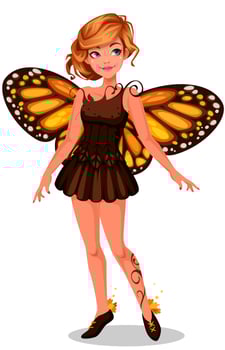 Beautiful monarch butterfly fairy vector