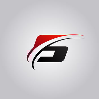 initial S Letter logo with swoosh colored red and black vector