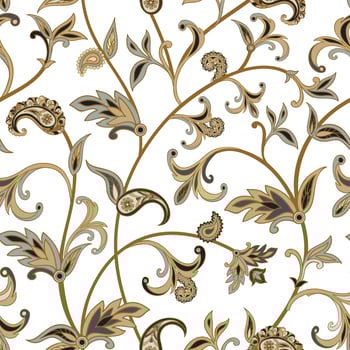 Floral  tiled pattern. Flourish oriental background. Ornament wi vector