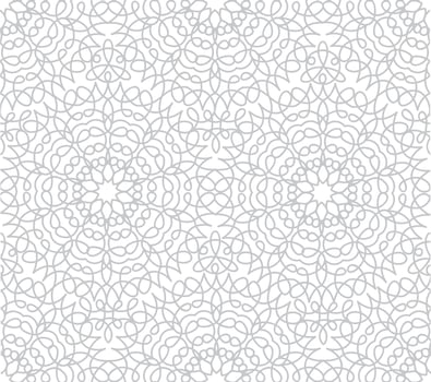 Abstract floral line oriental tile pattern. Arabic ornament vector