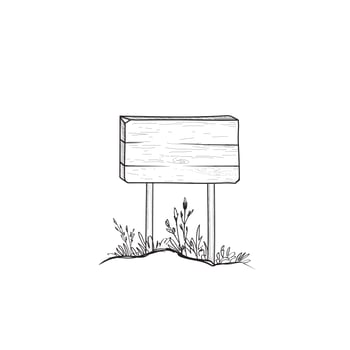 Signboard sketch. Doodle wooden road sign. Plank signpost vector