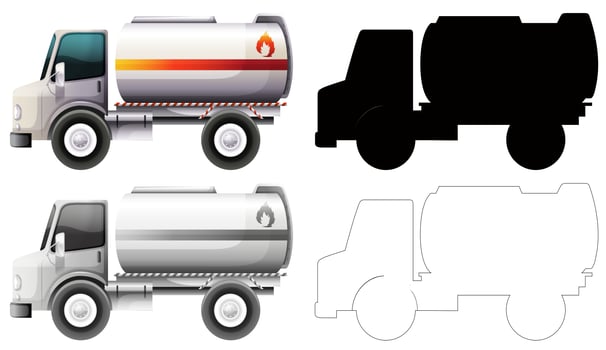 Set of petrol truck vector