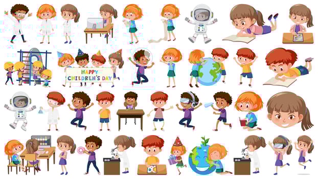 Set of learning kids vector