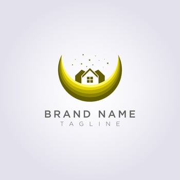 Design a home logo on the moon with stars for your Business or Brand vector