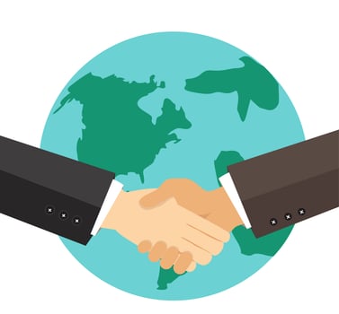 businessman shaking hand  earth vector