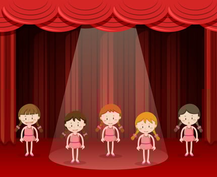 Children ballet dance on stage vector