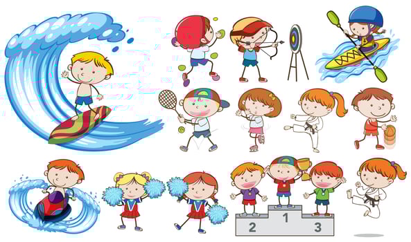 Doodle Kids Sport Activities Competition vector