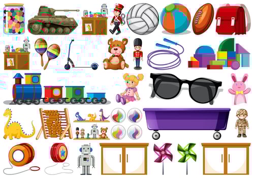 Set od children toys vector