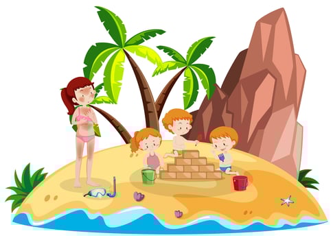People at island vacation vector