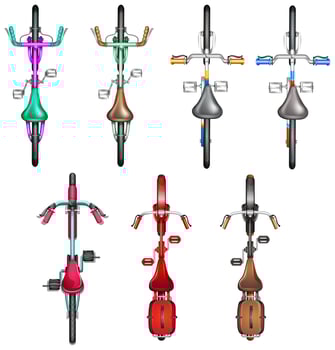Set of bicycle aerial view vector