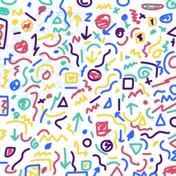 Hand drawn colorful geometric border pattern and lines bundle on white background. vector