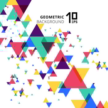 Abstract colorful and creative modern geometric overlapping triangles on white background. vector