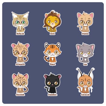 Cute illustration of four different big cats vector