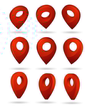 Pin symbol Indicates the location of the GPS map. vector