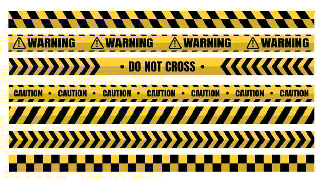 Hazardous warning tape sets must be careful for construction and crime. vector