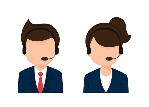 Operator Employee male and female cartoon characters. vector