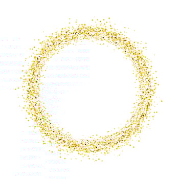 Circle of gold glitter with small particles.  abstract background with golden sparkles on white background. vector