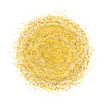 Circle of gold glitter with small particles.  abstract background with golden sparkles on white background. vector
