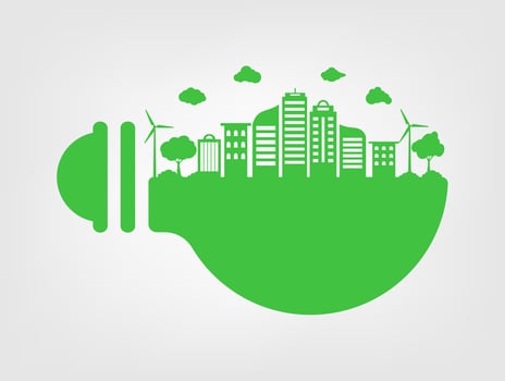 Green grass and tree with eco friendly and ecology concept. Nature Green city and World Environmental. vector