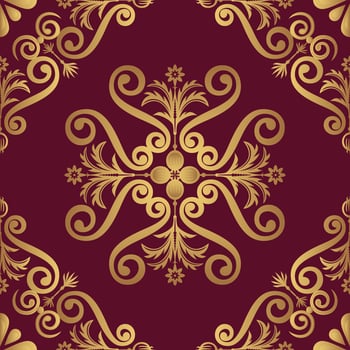 Ornamental pattern design in golden color vector