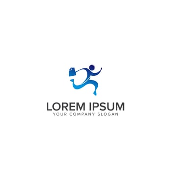 Running businessman Icon logo design concept template vector