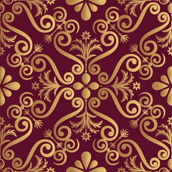 Ornamental luxery pattern design, golden color on black background vector