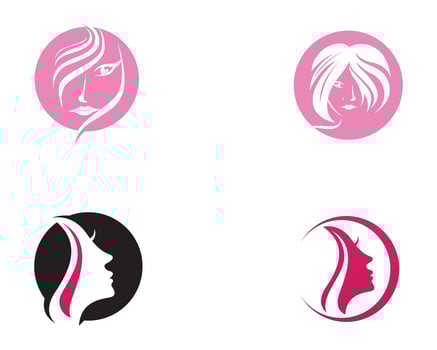 hair woman and face logo and symbols  vector
