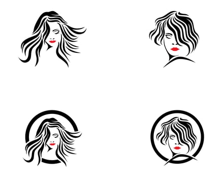 hair woman and face logo and symbols  vector