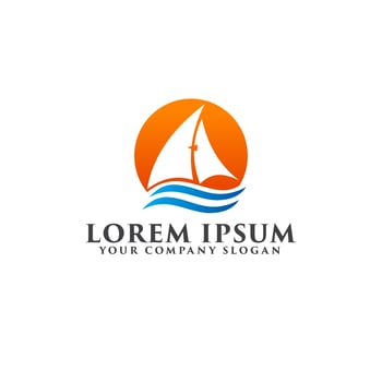 sail boat summer logo design concept template vector