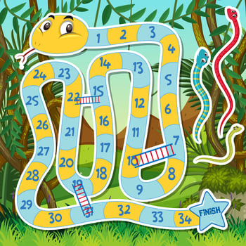 Snake ladder game template vector