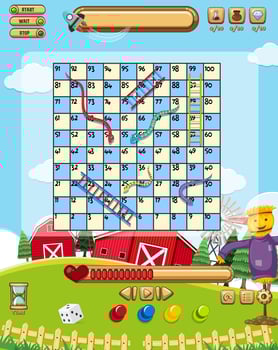 A snake ladder game template vector