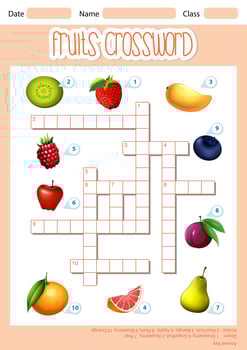 A fruits crossword template vector