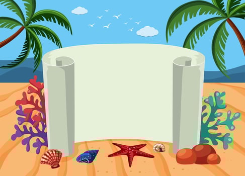 Banner template with beach background vector