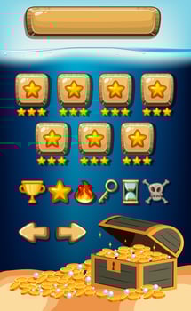Game template with underwater background vector