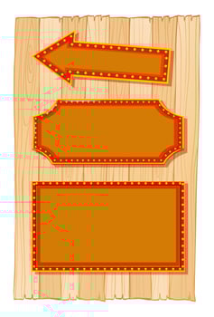 Different banners on wooden wall vector