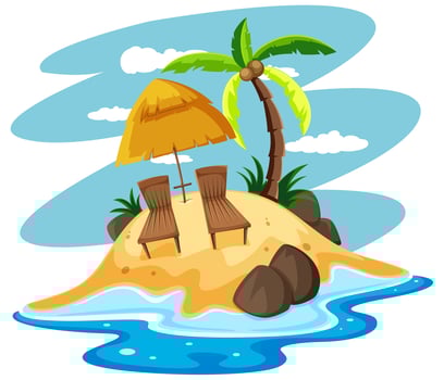 Seats on private island vector