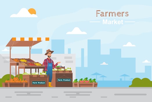 Farm shop. Local market. Selling fruit and vegetables vector