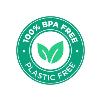 100 percent BPA free. 100 percent  Plastic free.  vector