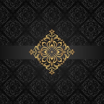 Abstract dark seamless pattern with golden element vector