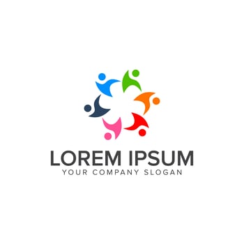 teamwork people logo design concept template vector