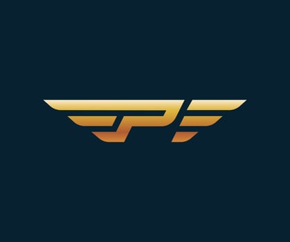 letter P wing logo design concept template vector