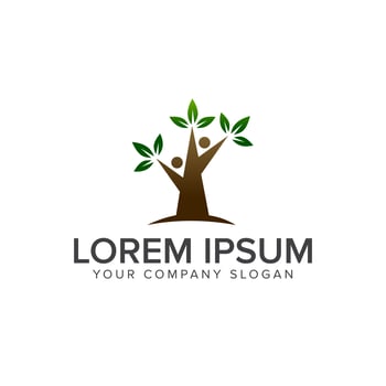 tree people logo design concept template vector
