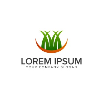 grass logo. landscaping garden logo design concept template vector