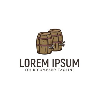 Wine Barrel retro hand drawn logo design concept template vector