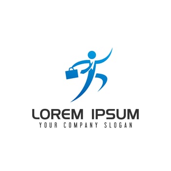 Businessman with bag logo design concept template vector