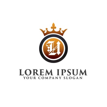 Luxury Letter U with crown Logo design concept template vector