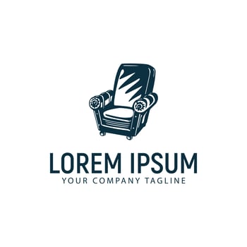 sofa hand drawn logo design concept template vector