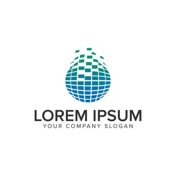 Globe pixel logo design concept template. vector