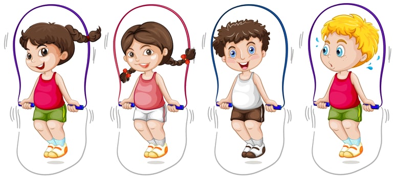 Set of children skip the rope vector