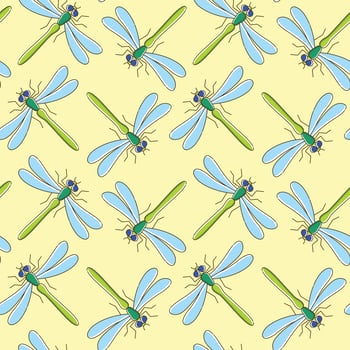 Dragonfly vector seamless pattern for textile design, wallpaper, wrapping paper 